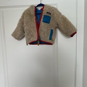 Patagonia Kids Fleece Jacket in Cream and Blue